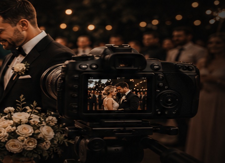 Wedding content being captured on camera